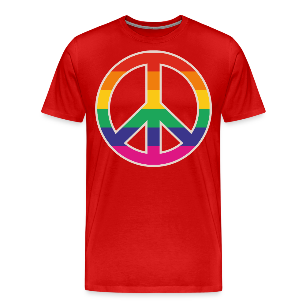 Männer Premium T-Shirt - Regenbogen - Peace - Friedenszeichen - Rot