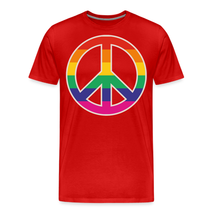 Männer Premium T-Shirt - Regenbogen - Peace - Friedenszeichen - Rot