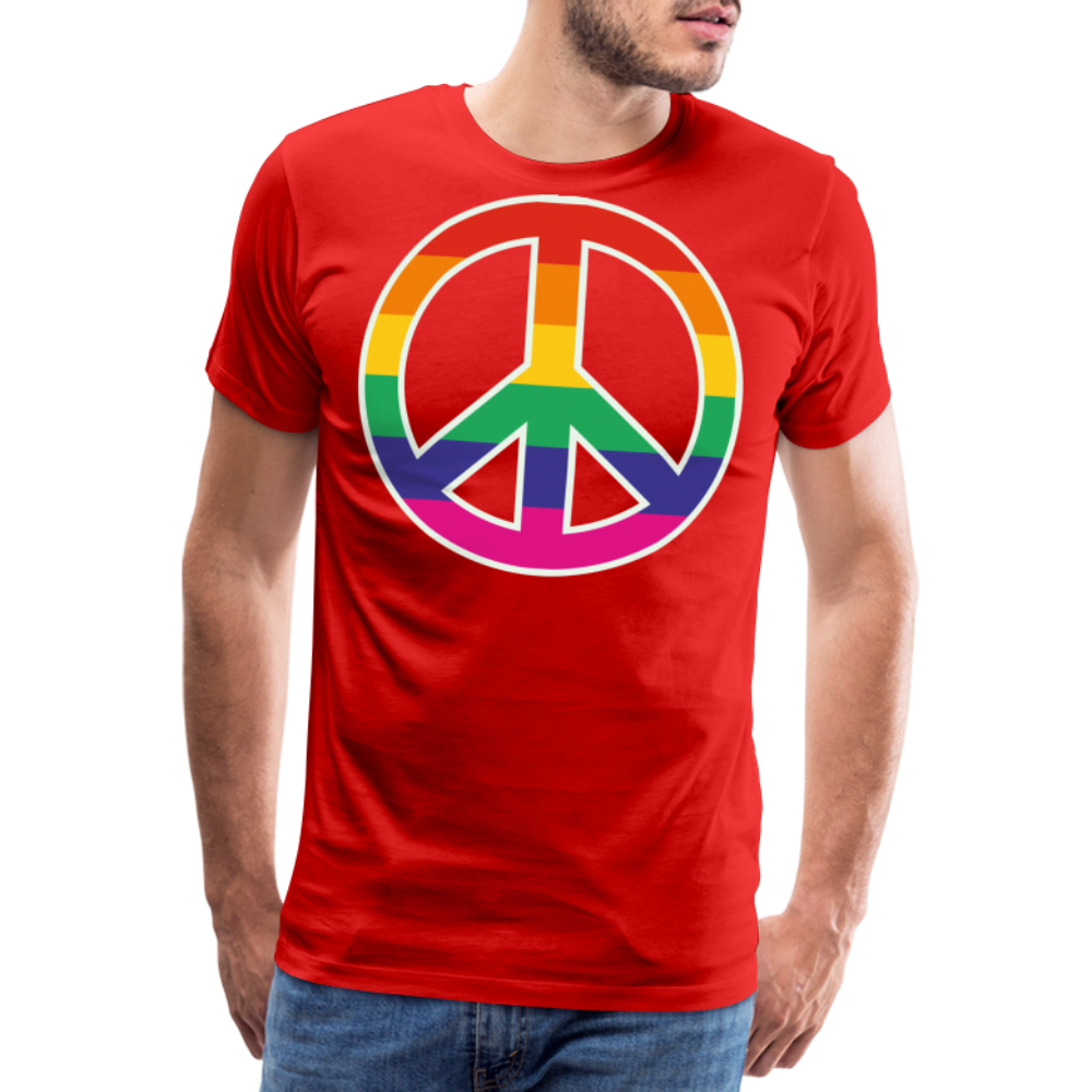 Männer Premium T-Shirt - Regenbogen - Peace - Friedenszeichen - Rot