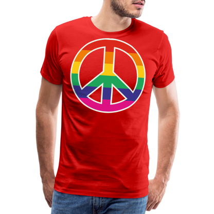 Männer Premium T-Shirt - Regenbogen - Peace - Friedenszeichen - Rot