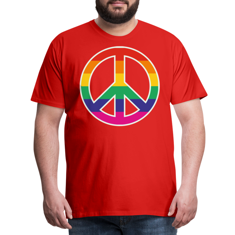 Männer Premium T-Shirt - Regenbogen - Peace - Friedenszeichen - Rot