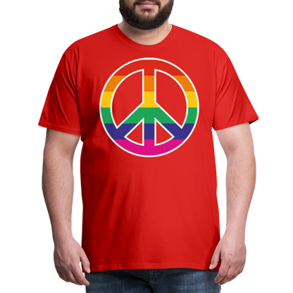 Männer Premium T-Shirt - Regenbogen - Peace - Friedenszeichen - Rot