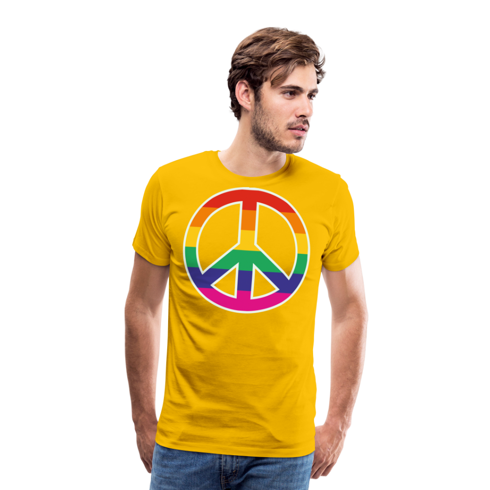 Männer Premium T-Shirt - Regenbogen - Peace - Friedenszeichen - Sonnengelb