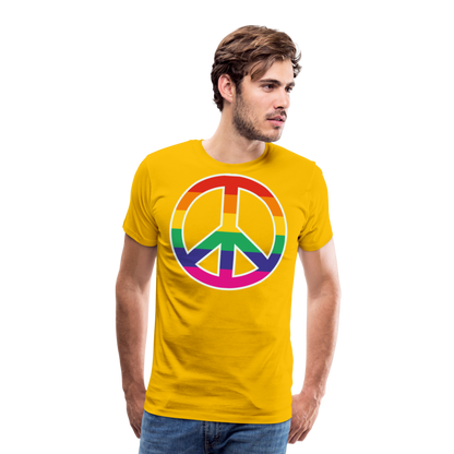 Männer Premium T-Shirt - Regenbogen - Peace - Friedenszeichen - Sonnengelb