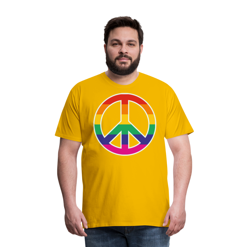 Männer Premium T-Shirt - Regenbogen - Peace - Friedenszeichen - Sonnengelb