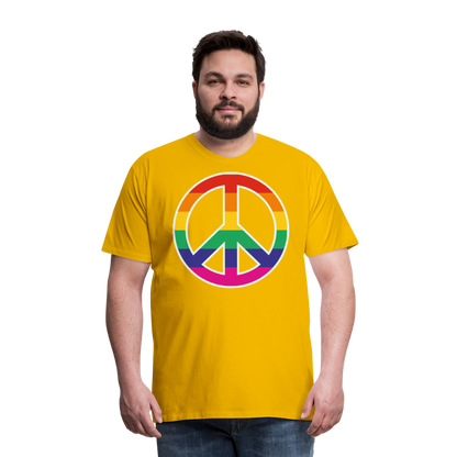 Männer Premium T-Shirt - Regenbogen - Peace - Friedenszeichen - Sonnengelb