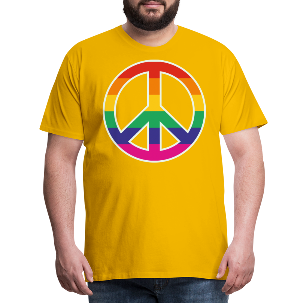 Männer Premium T-Shirt - Regenbogen - Peace - Friedenszeichen - Sonnengelb