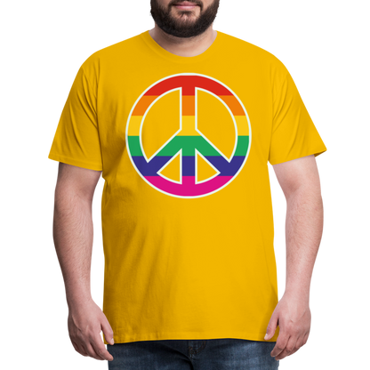 Männer Premium T-Shirt - Regenbogen - Peace - Friedenszeichen - Sonnengelb