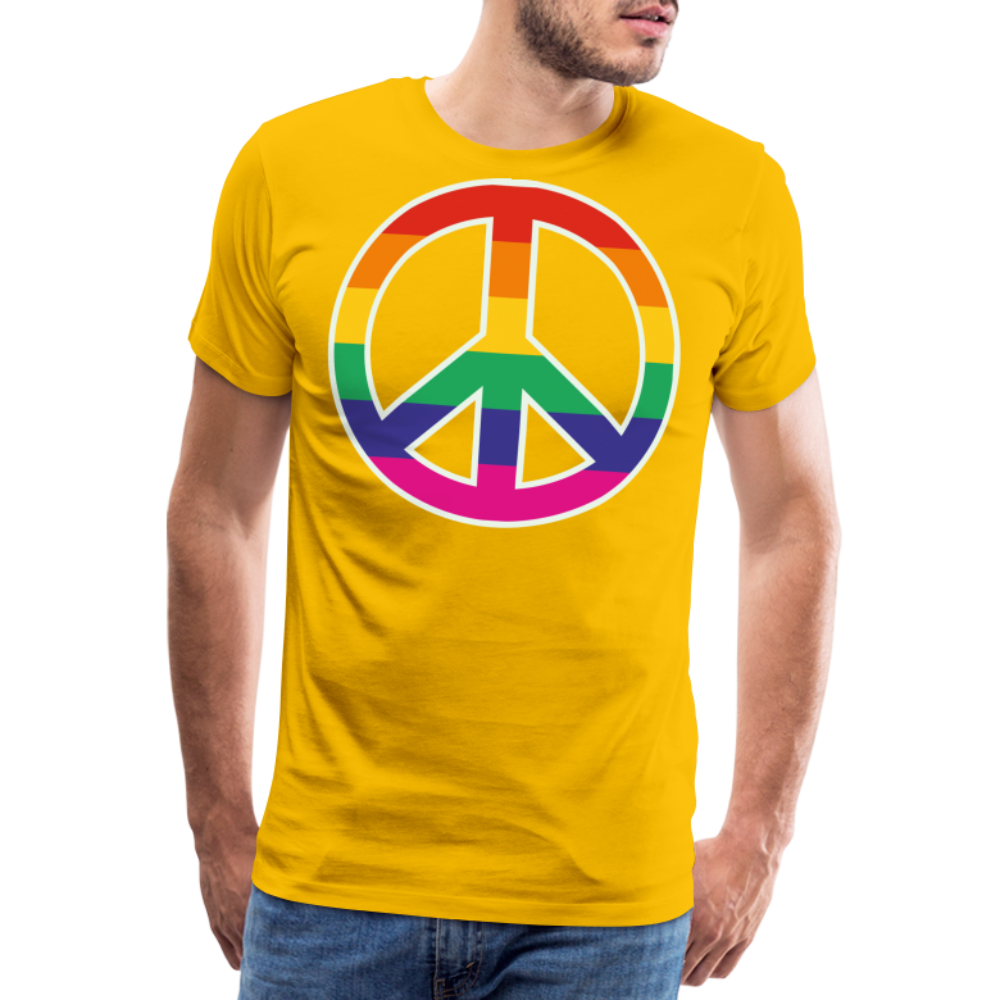 Männer Premium T-Shirt - Regenbogen - Peace - Friedenszeichen - Sonnengelb