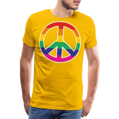 Männer Premium T-Shirt - Regenbogen - Peace - Friedenszeichen - Sonnengelb