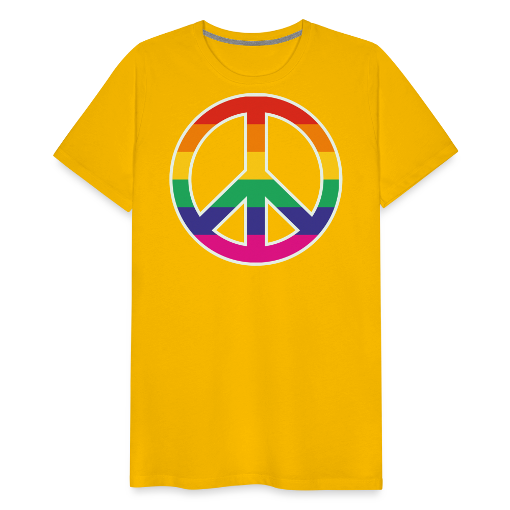 Männer Premium T-Shirt - Regenbogen - Peace - Friedenszeichen - Sonnengelb