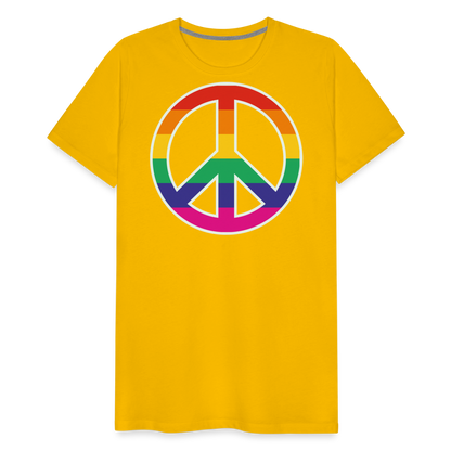 Männer Premium T-Shirt - Regenbogen - Peace - Friedenszeichen - Sonnengelb