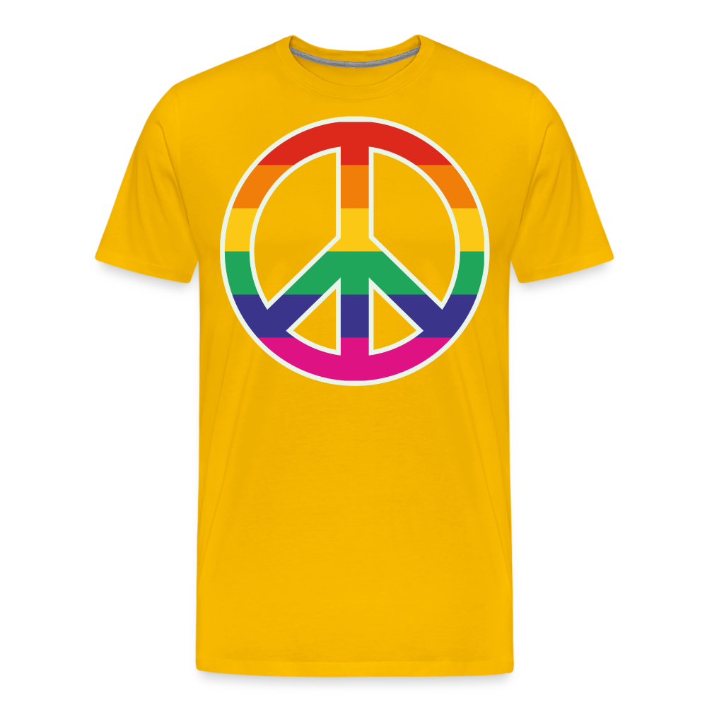 Männer Premium T-Shirt - Regenbogen - Peace - Friedenszeichen - Sonnengelb