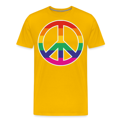 Männer Premium T-Shirt - Regenbogen - Peace - Friedenszeichen - Sonnengelb