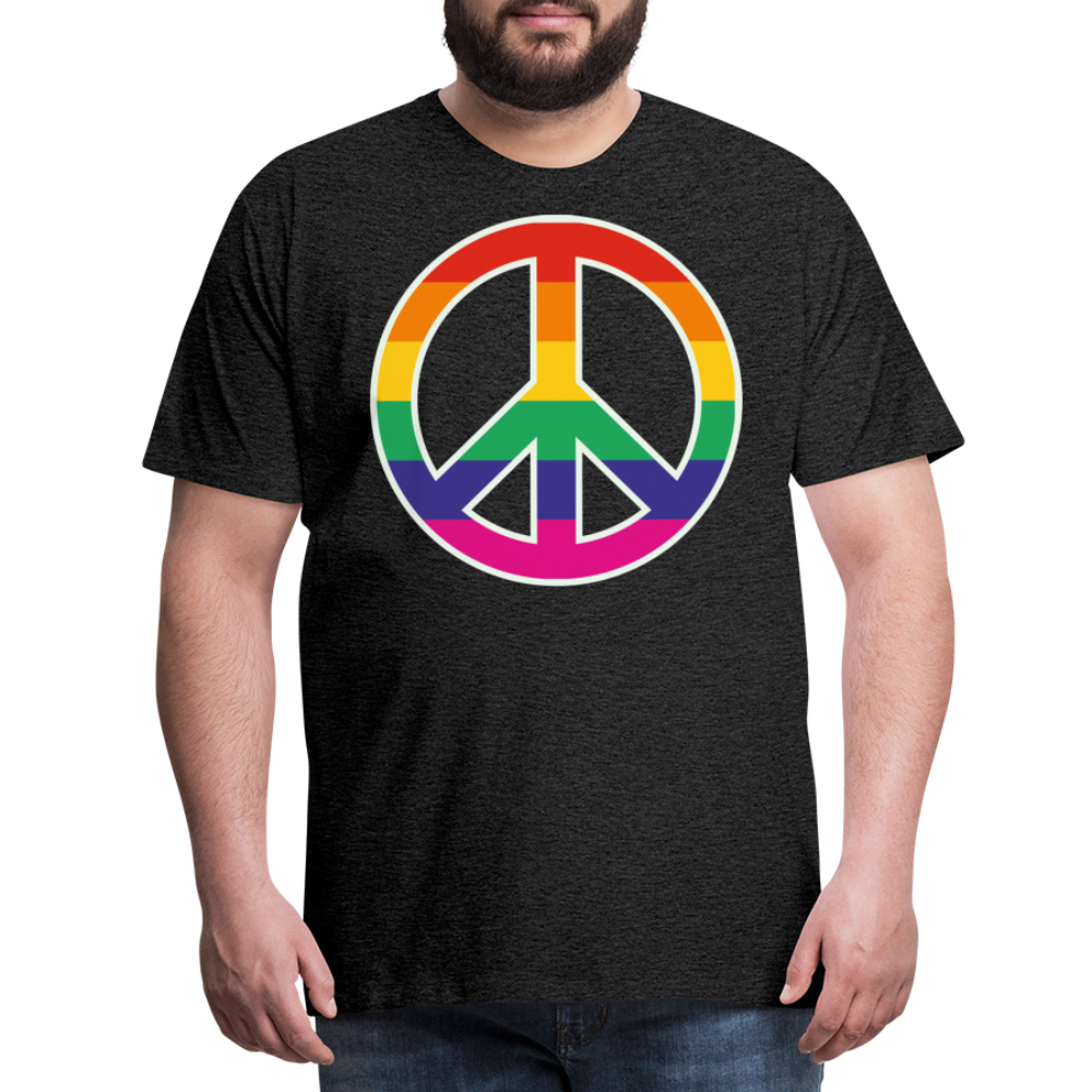 Männer Premium T-Shirt - Regenbogen - Peace - Friedenszeichen - Anthrazit