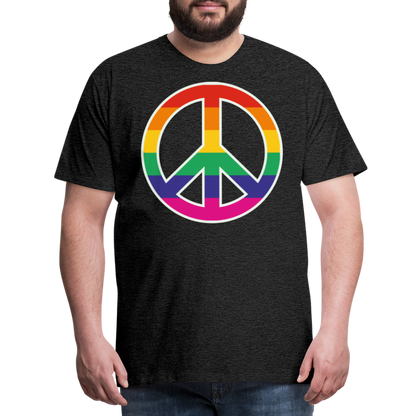 Männer Premium T-Shirt - Regenbogen - Peace - Friedenszeichen - Anthrazit