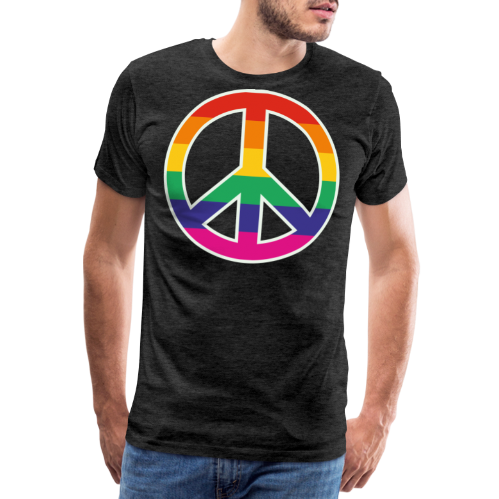 Männer Premium T-Shirt - Regenbogen - Peace - Friedenszeichen - Anthrazit