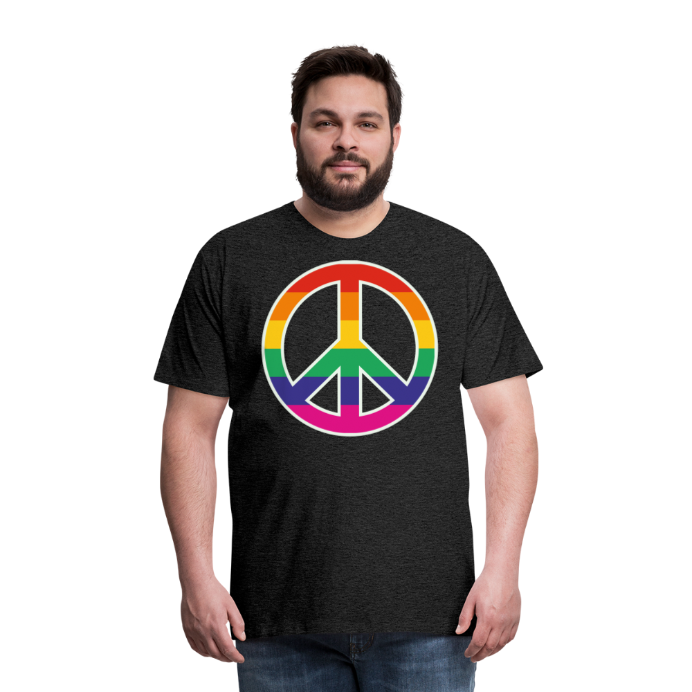 Männer Premium T-Shirt - Regenbogen - Peace - Friedenszeichen - Anthrazit