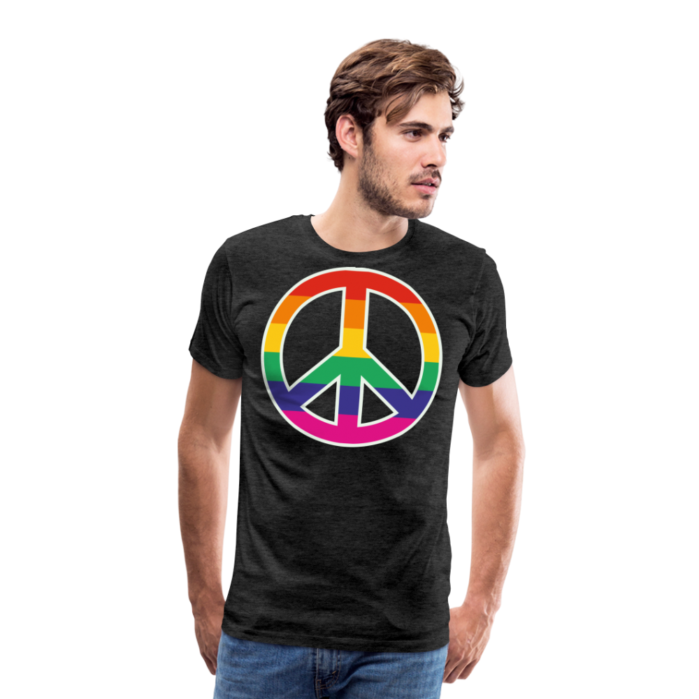 Männer Premium T-Shirt - Regenbogen - Peace - Friedenszeichen - Anthrazit