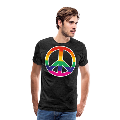 Männer Premium T-Shirt - Regenbogen - Peace - Friedenszeichen - Anthrazit