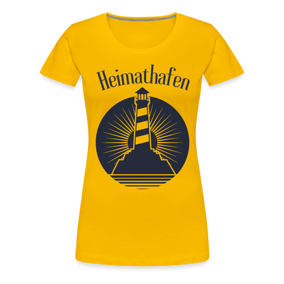 Frauen Premium T-Shirt - Heimathafen Leuchtturm - Sonnengelb