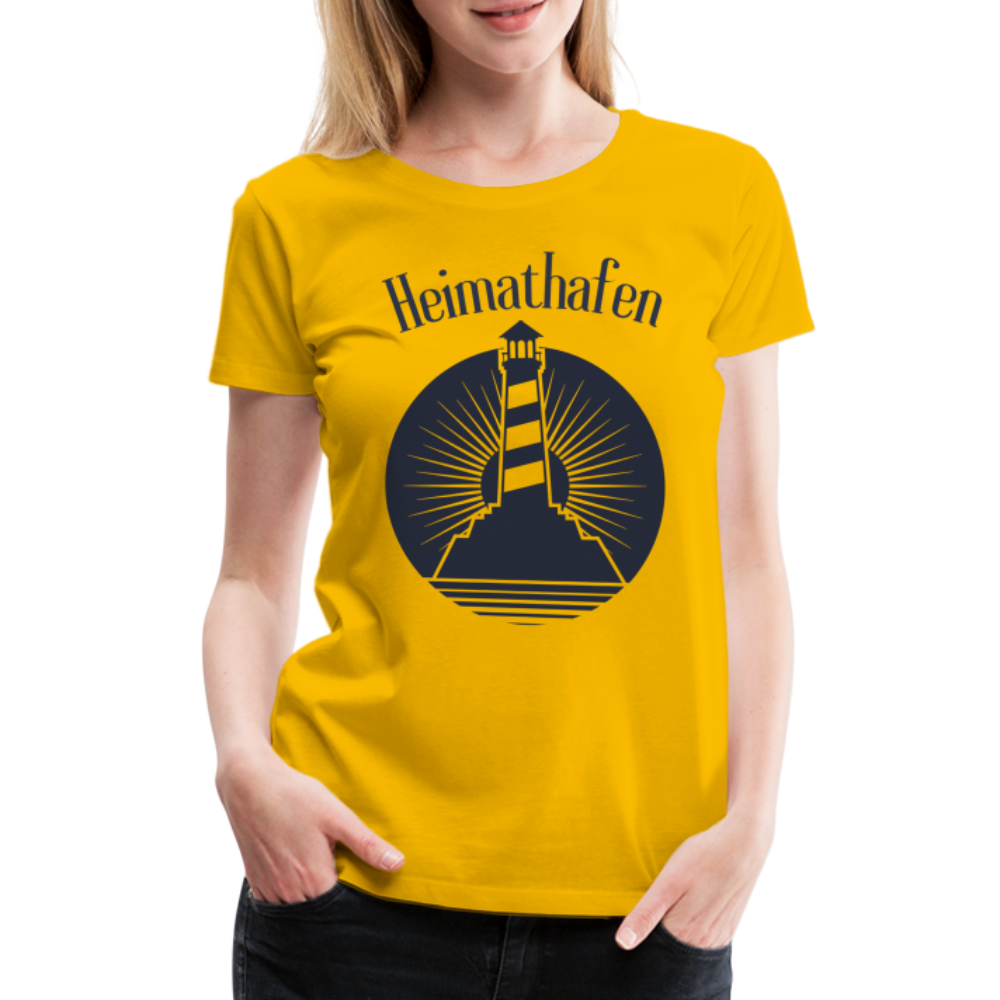 Frauen Premium T-Shirt - Heimathafen Leuchtturm - Sonnengelb