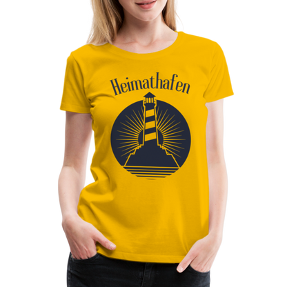 Frauen Premium T-Shirt - Heimathafen Leuchtturm - Sonnengelb