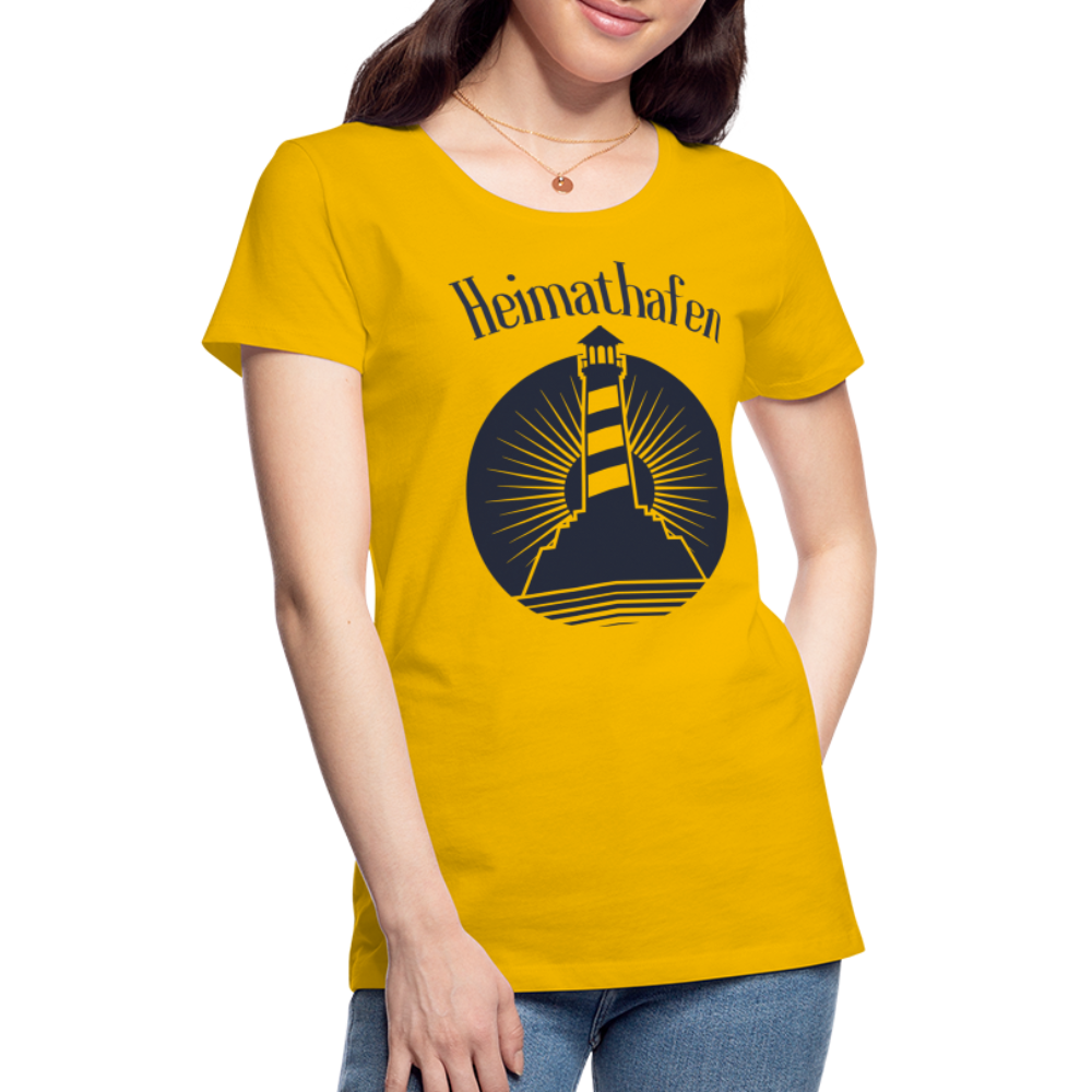 Frauen Premium T-Shirt - Heimathafen Leuchtturm - Sonnengelb