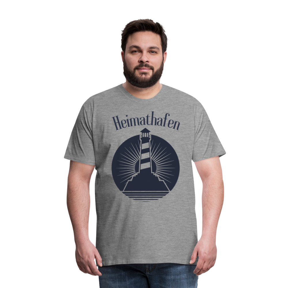 Männer Premium T-Shirt - Heimathafen Leuchtturm - Grau meliert