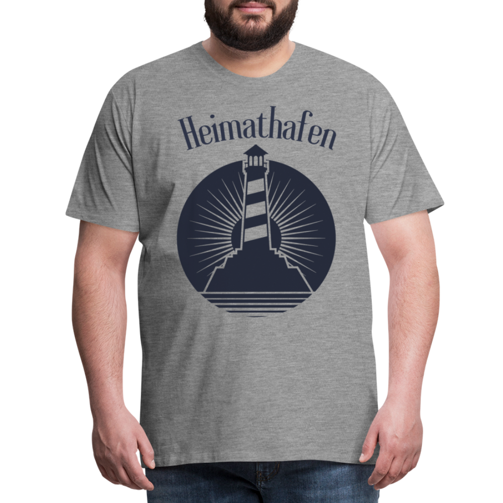 Männer Premium T-Shirt - Heimathafen Leuchtturm - Grau meliert