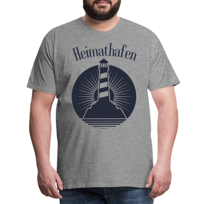 Männer Premium T-Shirt - Heimathafen Leuchtturm - Grau meliert