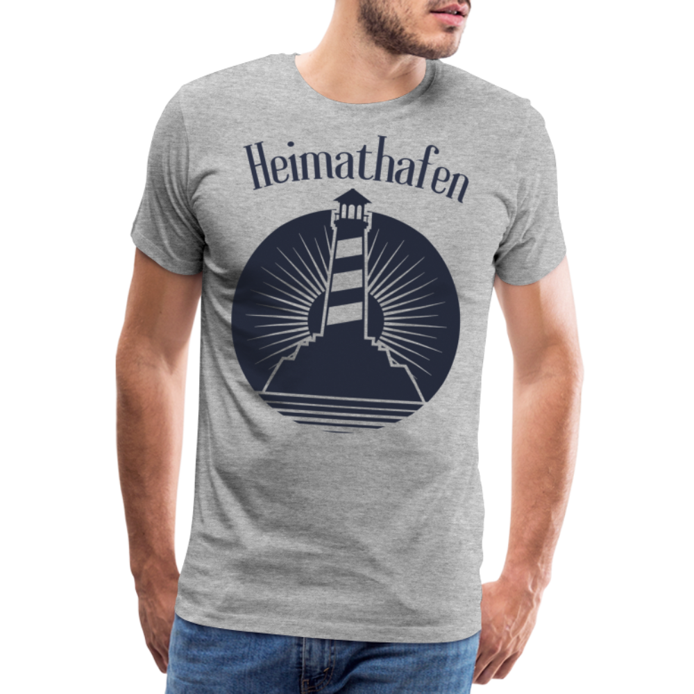 Männer Premium T-Shirt - Heimathafen Leuchtturm - Grau meliert