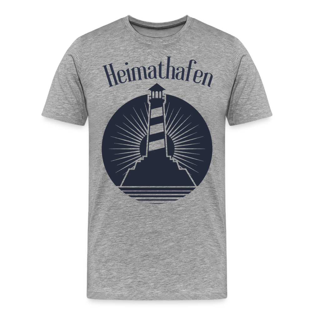 Männer Premium T-Shirt - Heimathafen Leuchtturm - Grau meliert