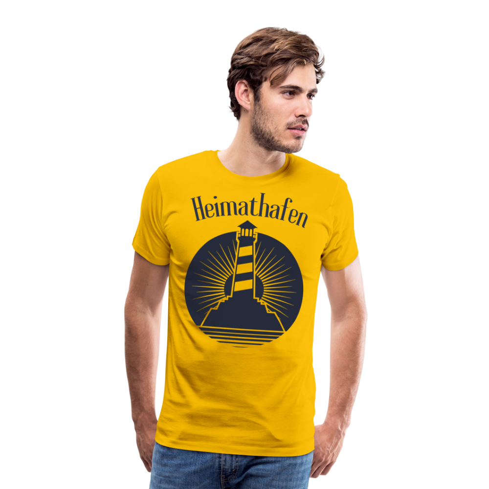 Männer Premium T-Shirt - Heimathafen Leuchtturm - Sonnengelb