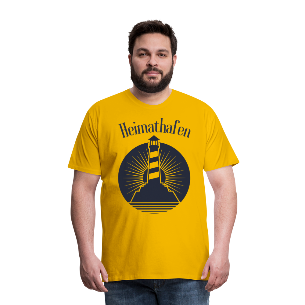 Männer Premium T-Shirt - Heimathafen Leuchtturm - Sonnengelb