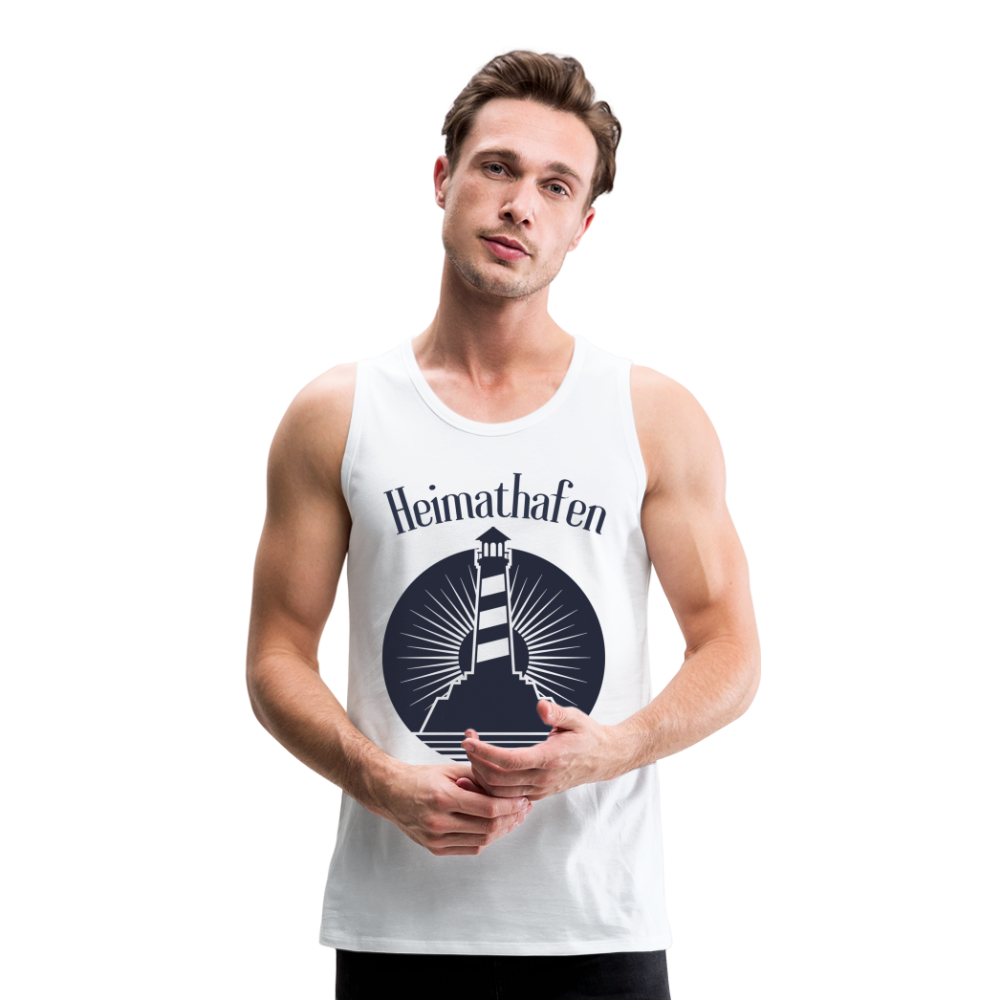 Männer Premium Tank Top - Heimathafen Leuchtturm - weiß