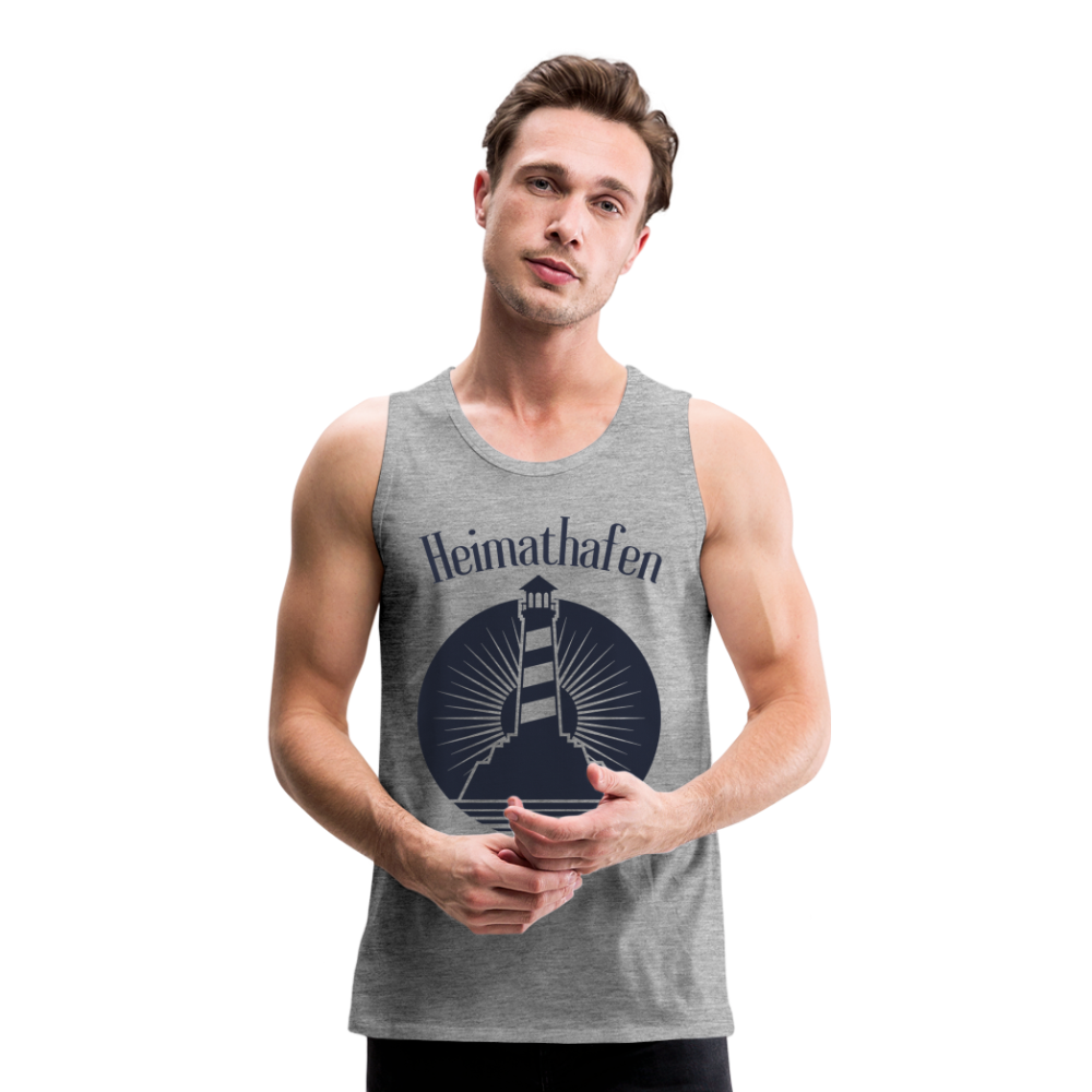 Männer Premium Tank Top - Heimathafen Leuchtturm - Grau meliert