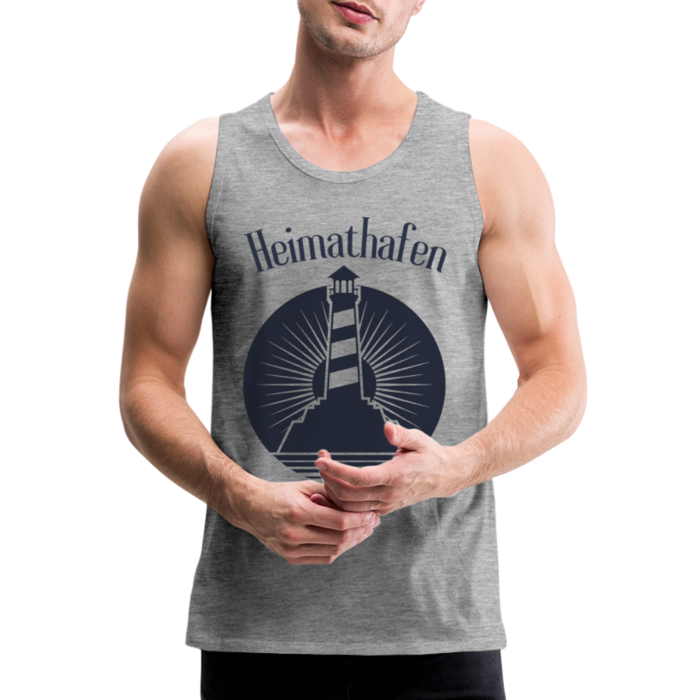 Männer Premium Tank Top - Heimathafen Leuchtturm - Grau meliert