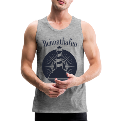 Männer Premium Tank Top - Heimathafen Leuchtturm - Grau meliert