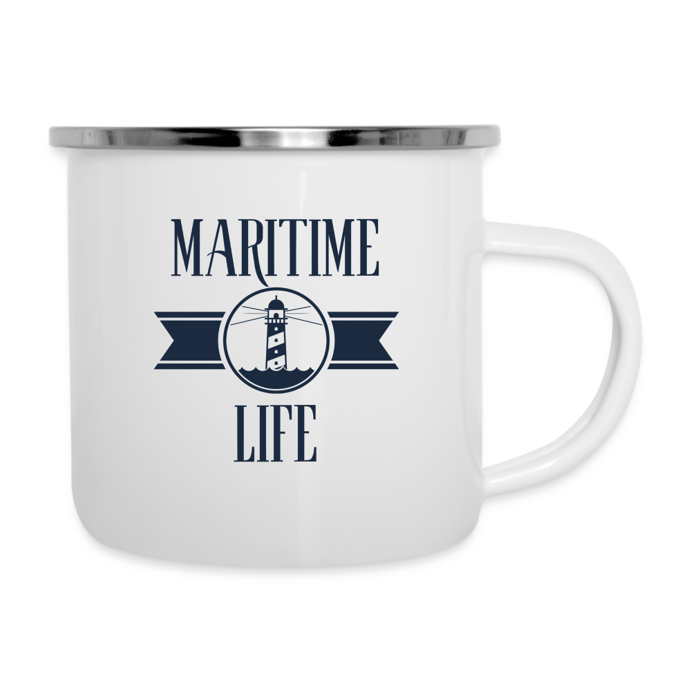 Emaille-Tasse - Maritime Life - weiß