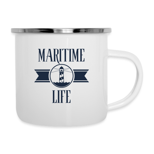 Emaille-Tasse - Maritime Life - weiß