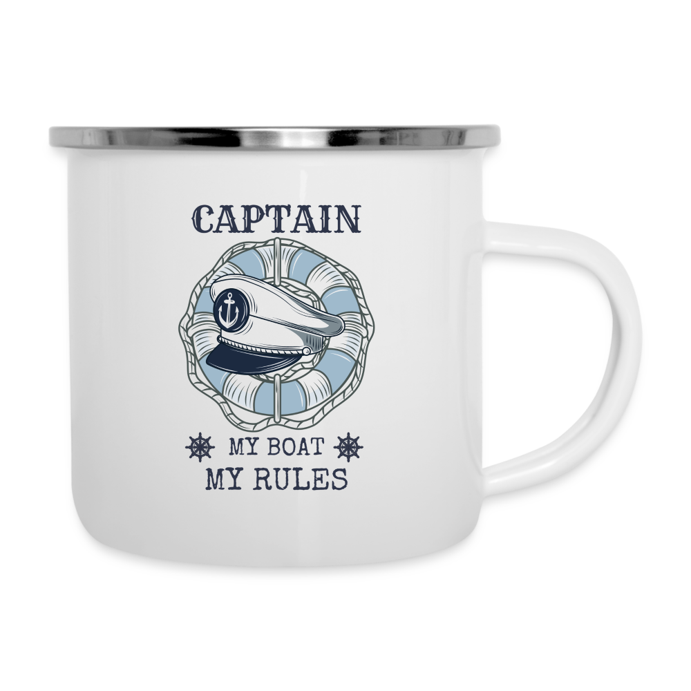 Emaille-Tasse - Captain - My Boat - My Rules - weiß