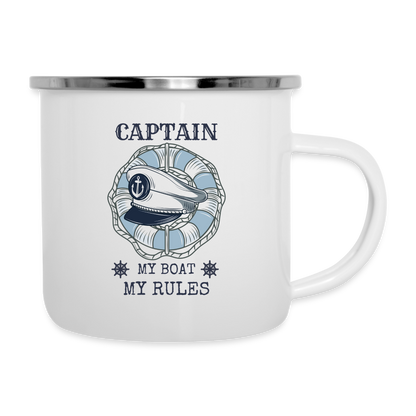 Emaille-Tasse - Captain - My Boat - My Rules - weiß