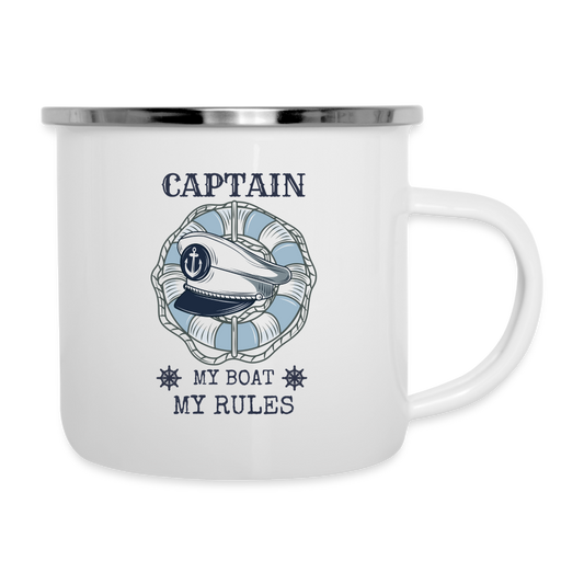 Emaille-Tasse - Captain - My Boat - My Rules - weiß