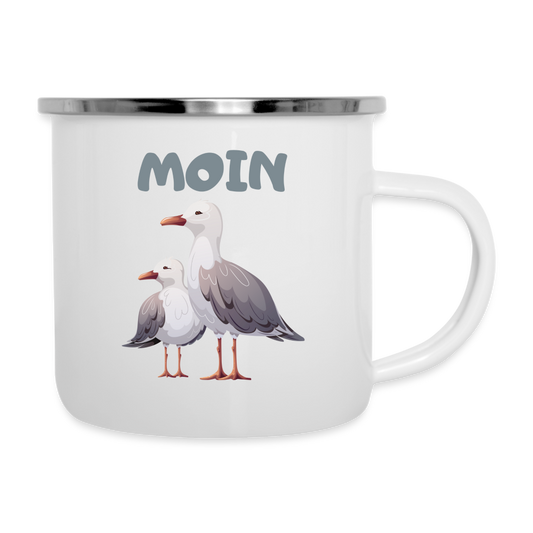 Emaille-Tasse - Moin Möwen - weiß