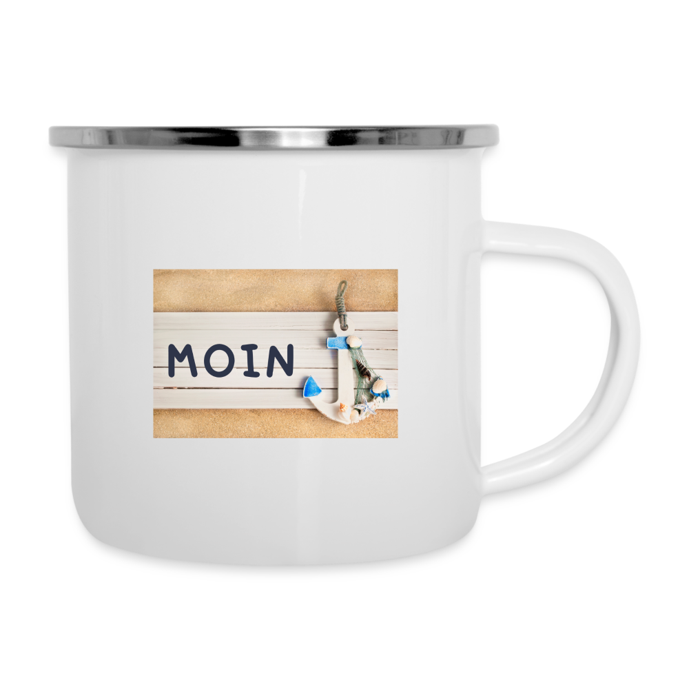 Emaille-Tasse - Moin Anker - weiß