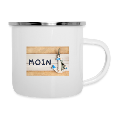 Emaille-Tasse - Moin Anker - weiß