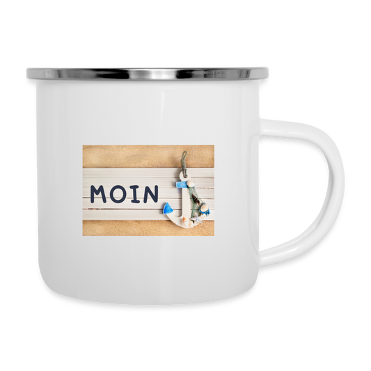 Emaille-Tasse - Moin Anker - weiß