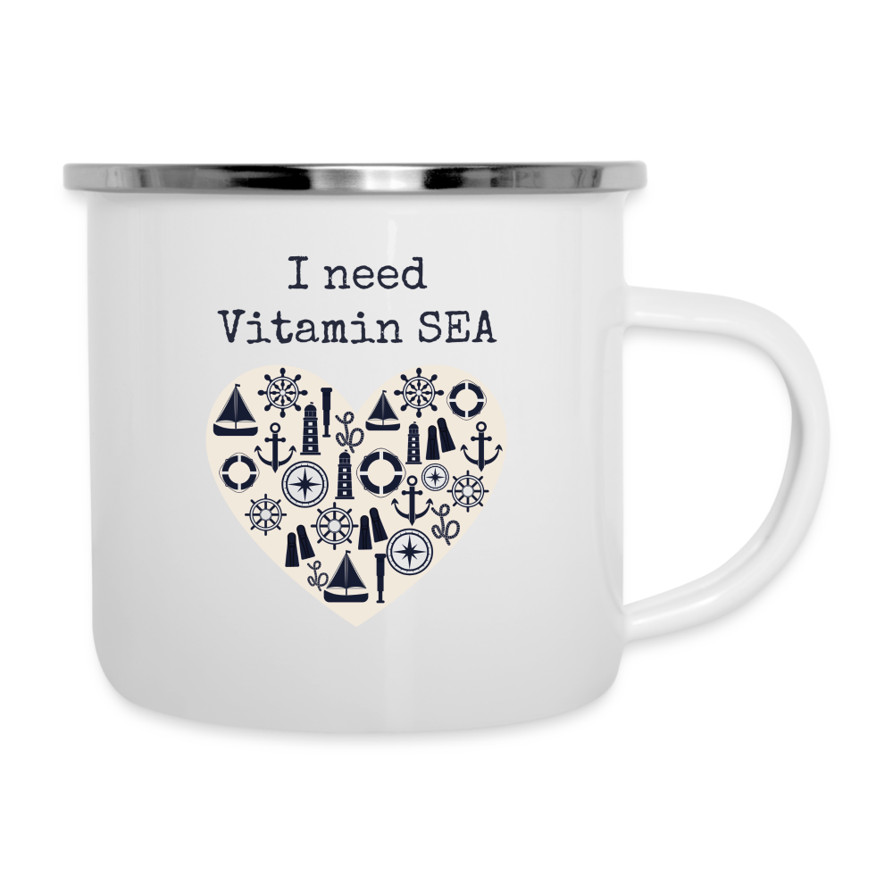 Emaille-Tasse - I need Vitamin SEA Herz - weiß