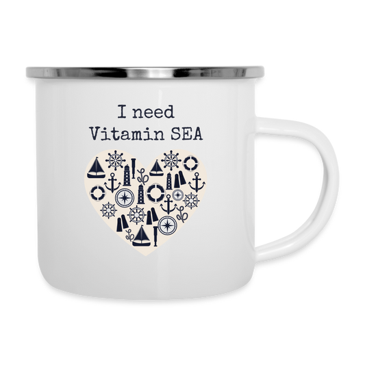 Emaille-Tasse - I need Vitamin SEA Herz - weiß